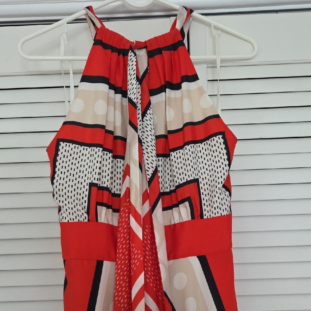 Geometric Red and Black Maxi Dress - Picture 4 of 5